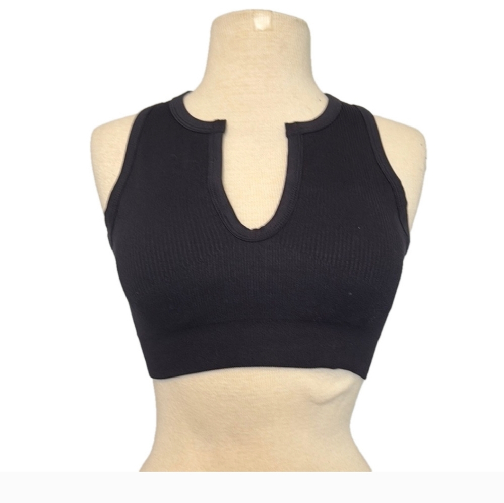 EUC Black Ribbed Sports Bra